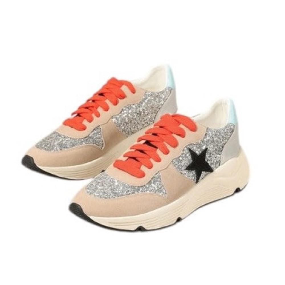 Oasis Society The Quinn Tan Silver Glitter Sneaker - Picture 2 of 12